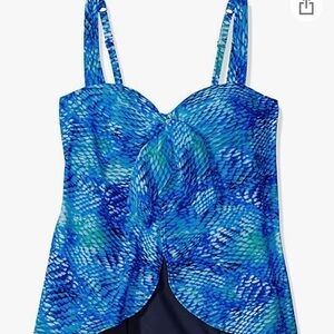NWT shape solver size 8 one piece‎ swimsuit blue navy tummy control Reflections